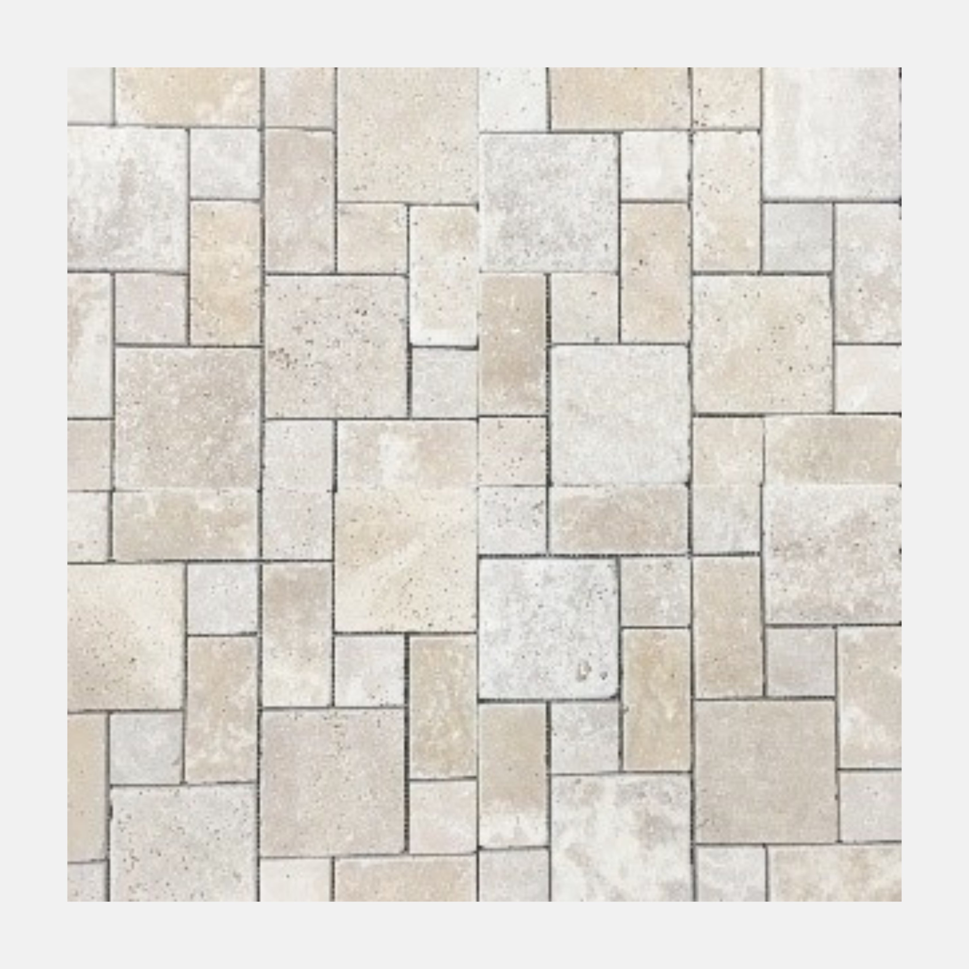 Coastal Beige Tumbled Travertine Mini French Pattern