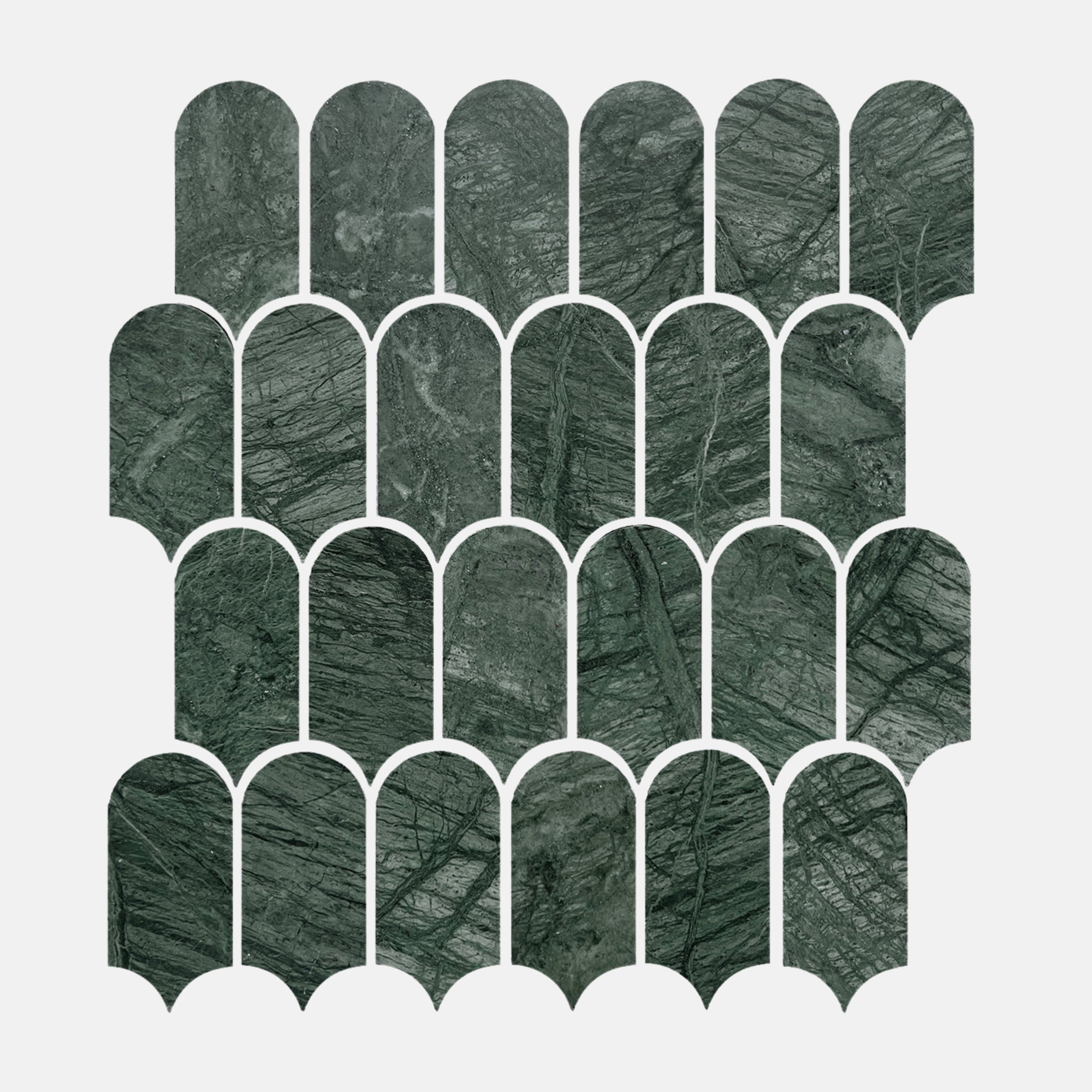 Lucca Green Feather Mosaic Tile 50X103