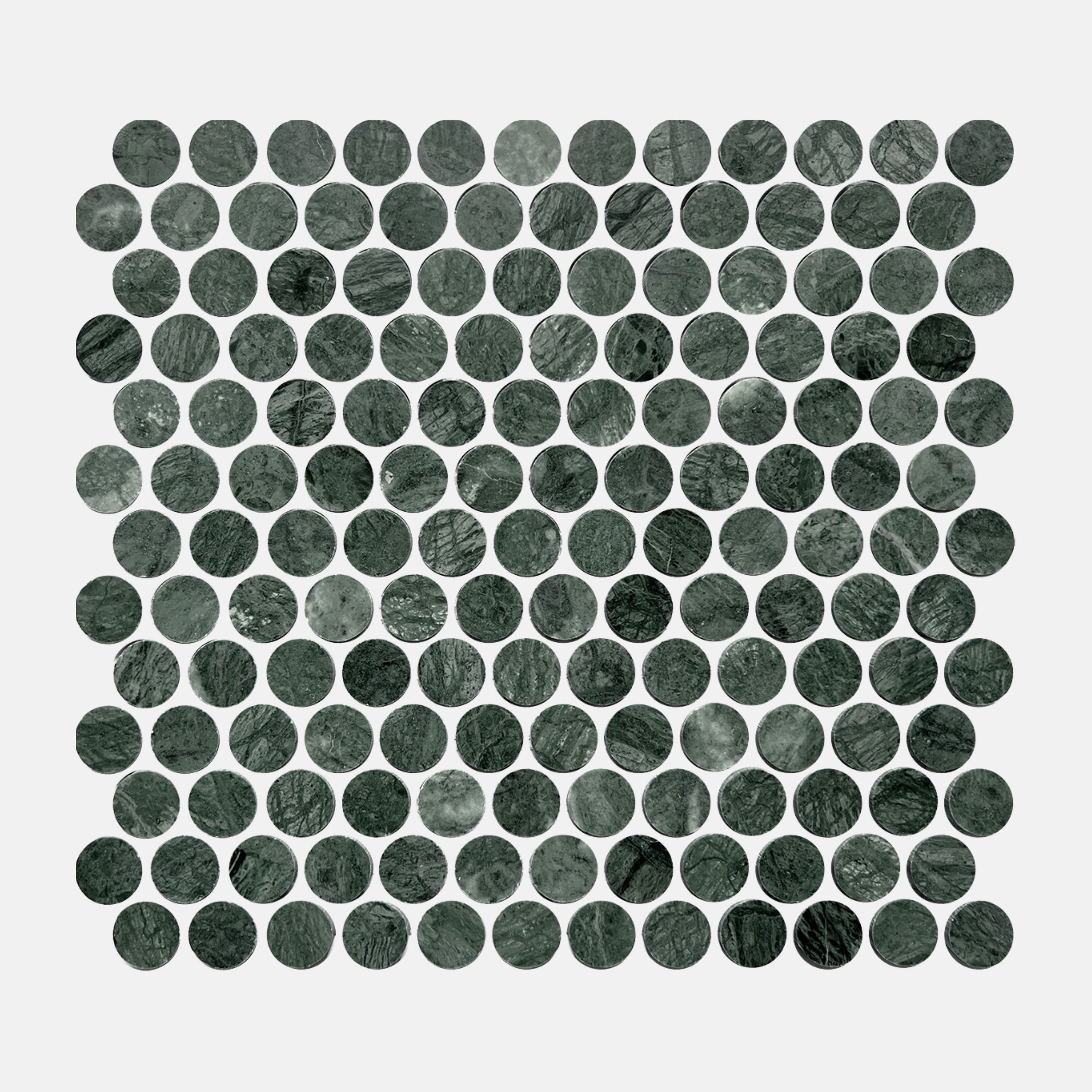Lucca Green Penny Round Mosaic Tile 23X23
