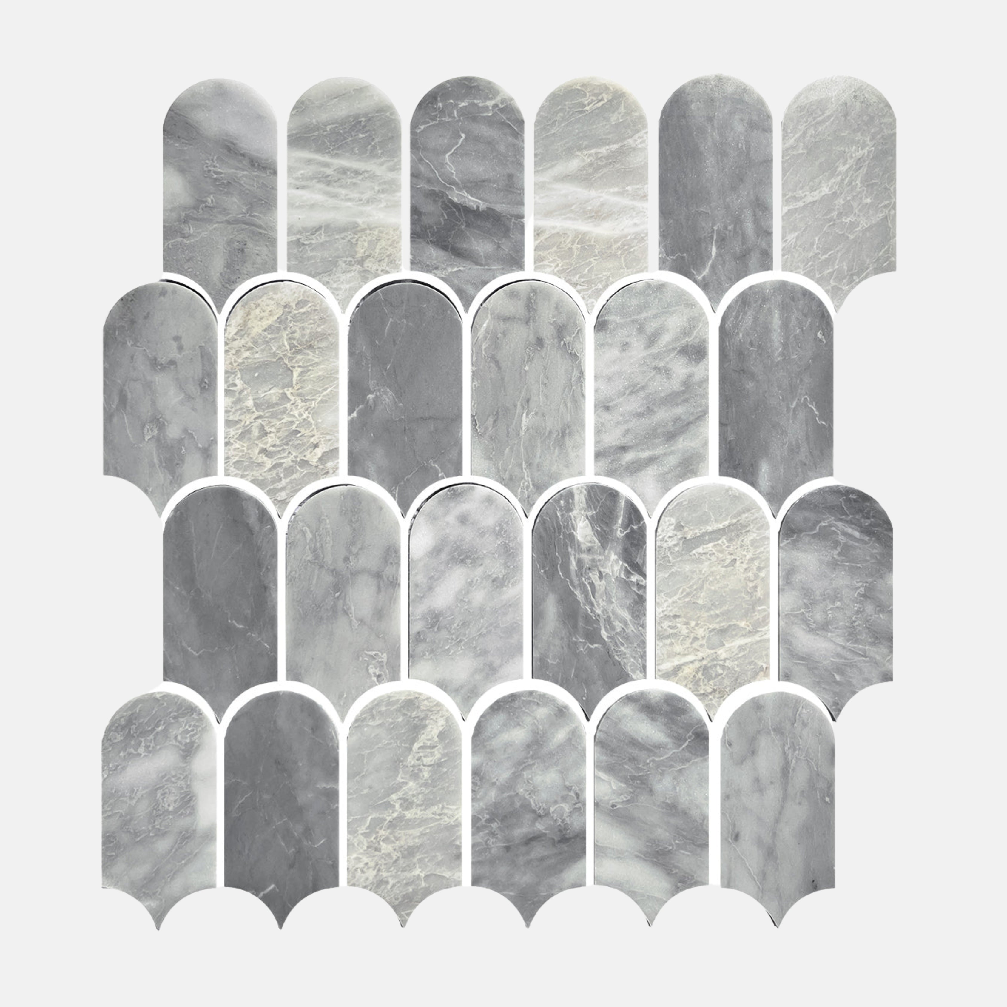 Lucca Grey Feather Mosaic Tile 50X103