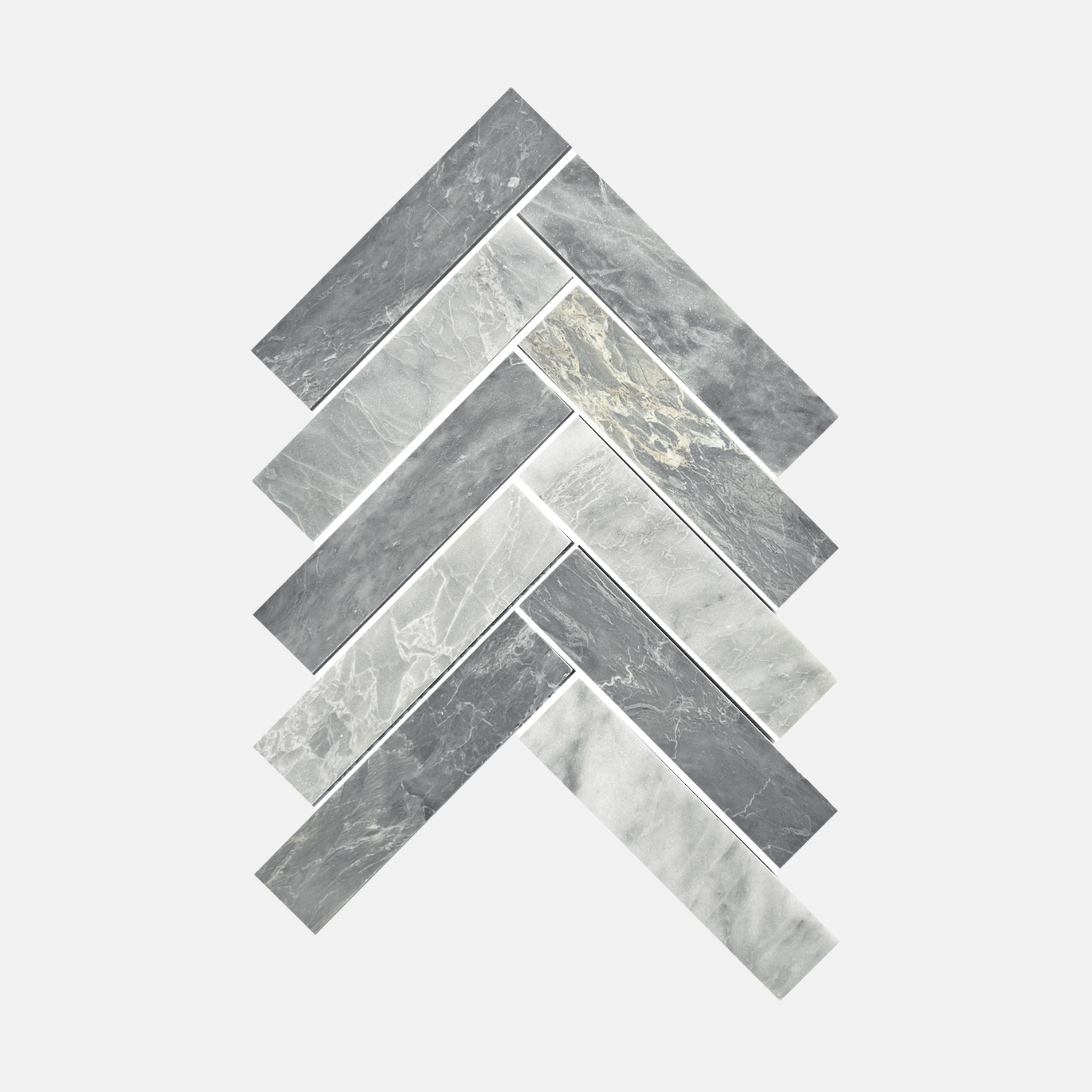Lucca Grey Herringbone Mosaic Tile 35X150