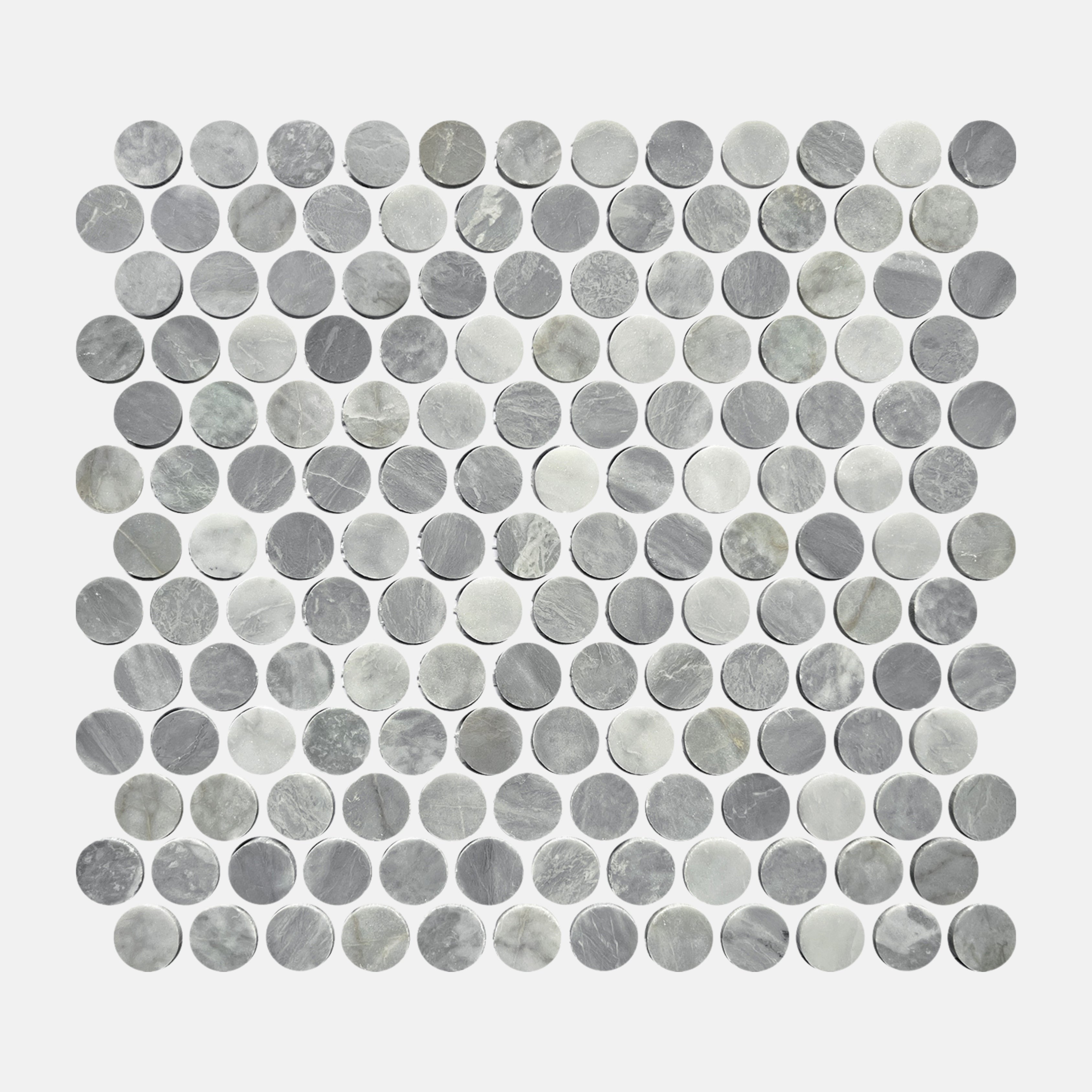 Lucca Grey Penny Round Mosaic Tile 23X23