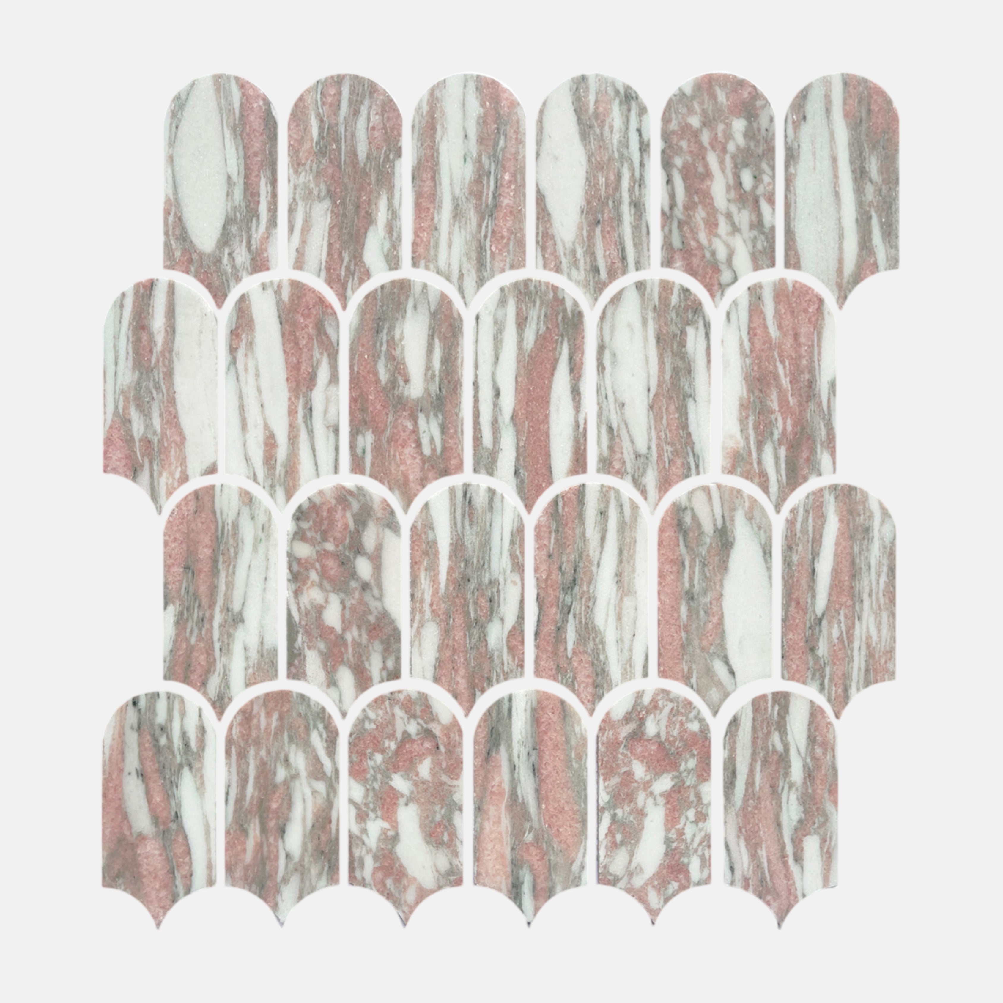 Lucca Pink Feather Mosaic Tile 50X103
