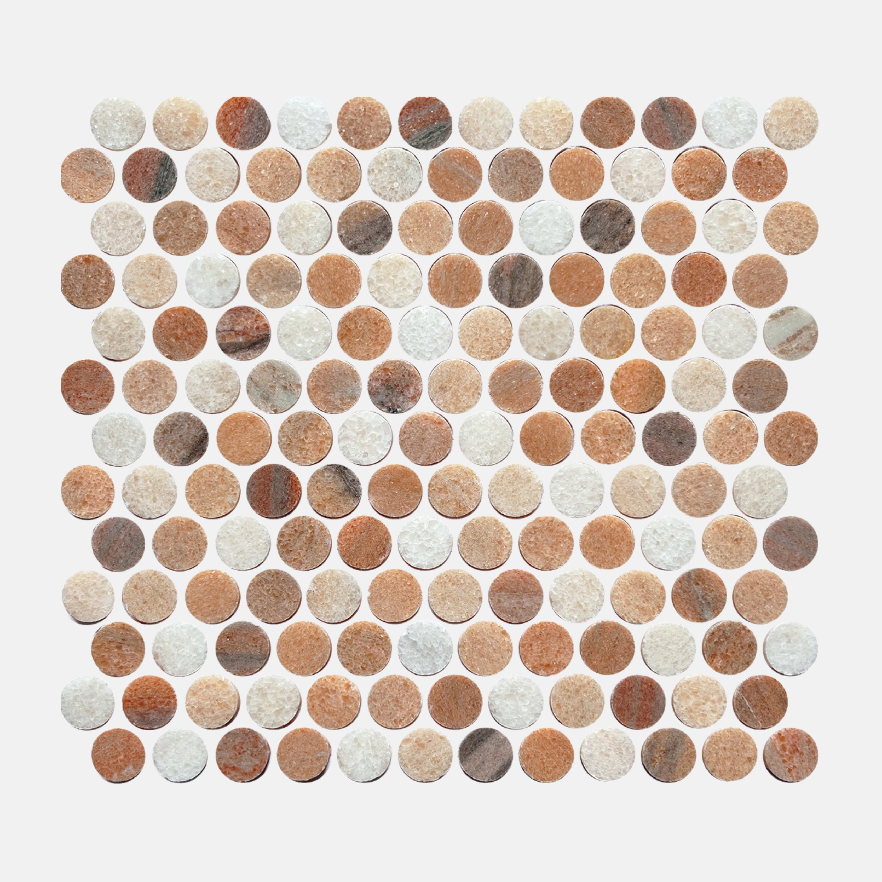 Lucca Rosa Penny Round Mosaic Tile 23X23