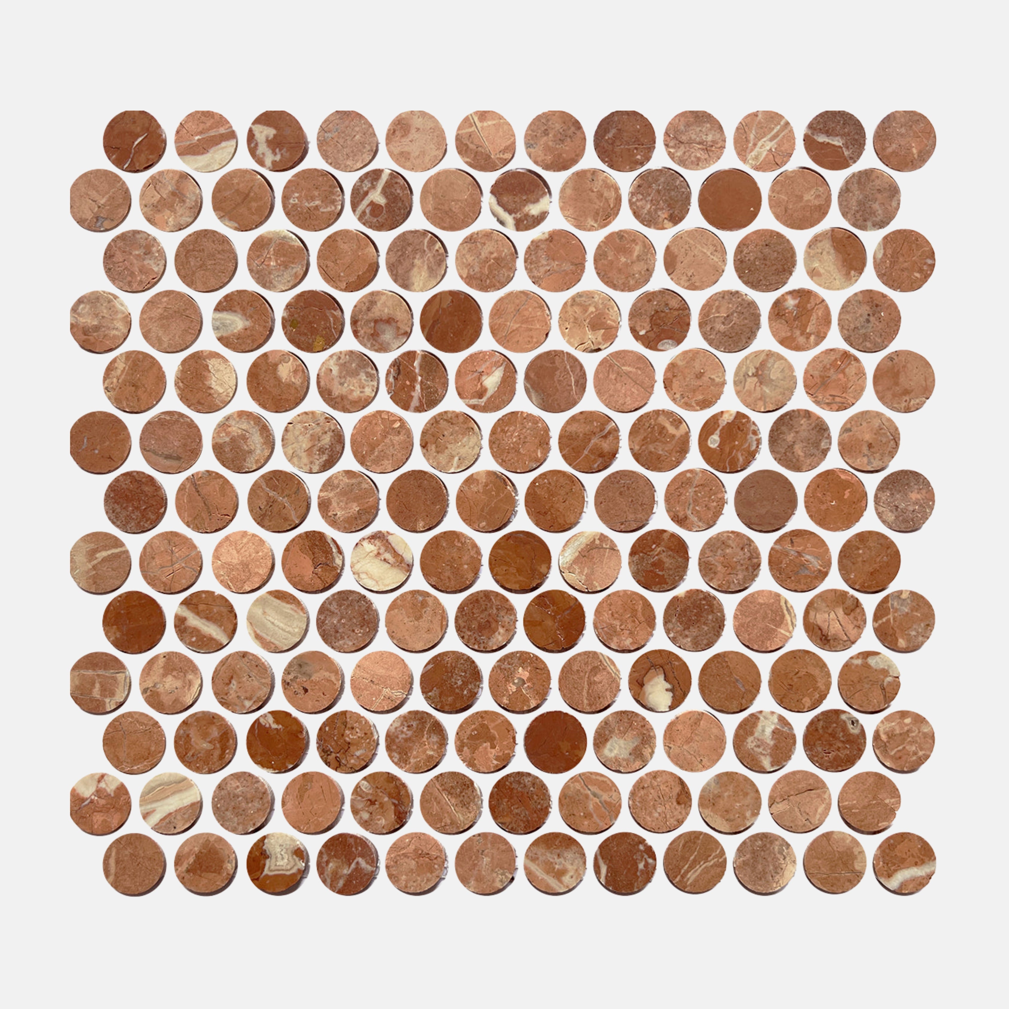 Lucca Rust Penny Round Mosaic Tile 23X23
