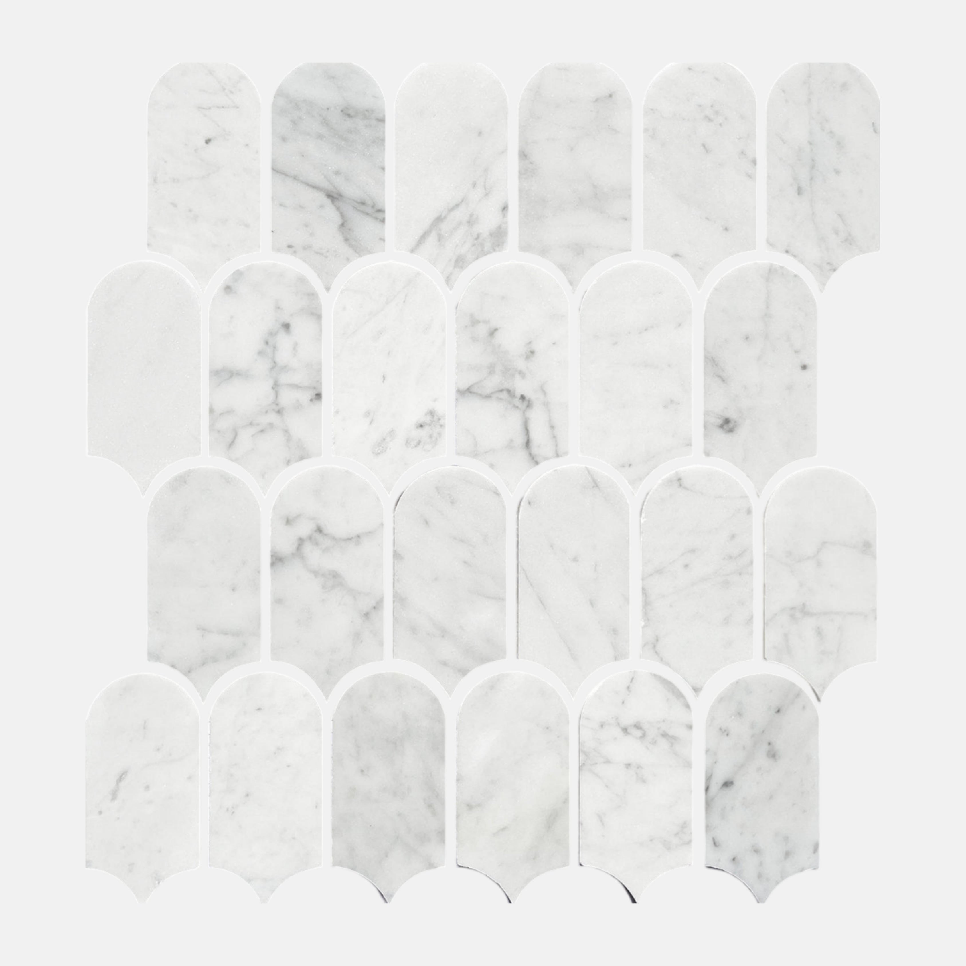 Lucca White Feather Mosaic Tile 50X103