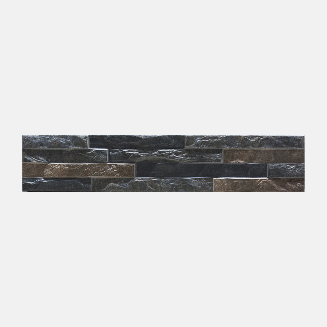 Morella Stacked Stone Look Matte Charcoal Wall Tile 100X500