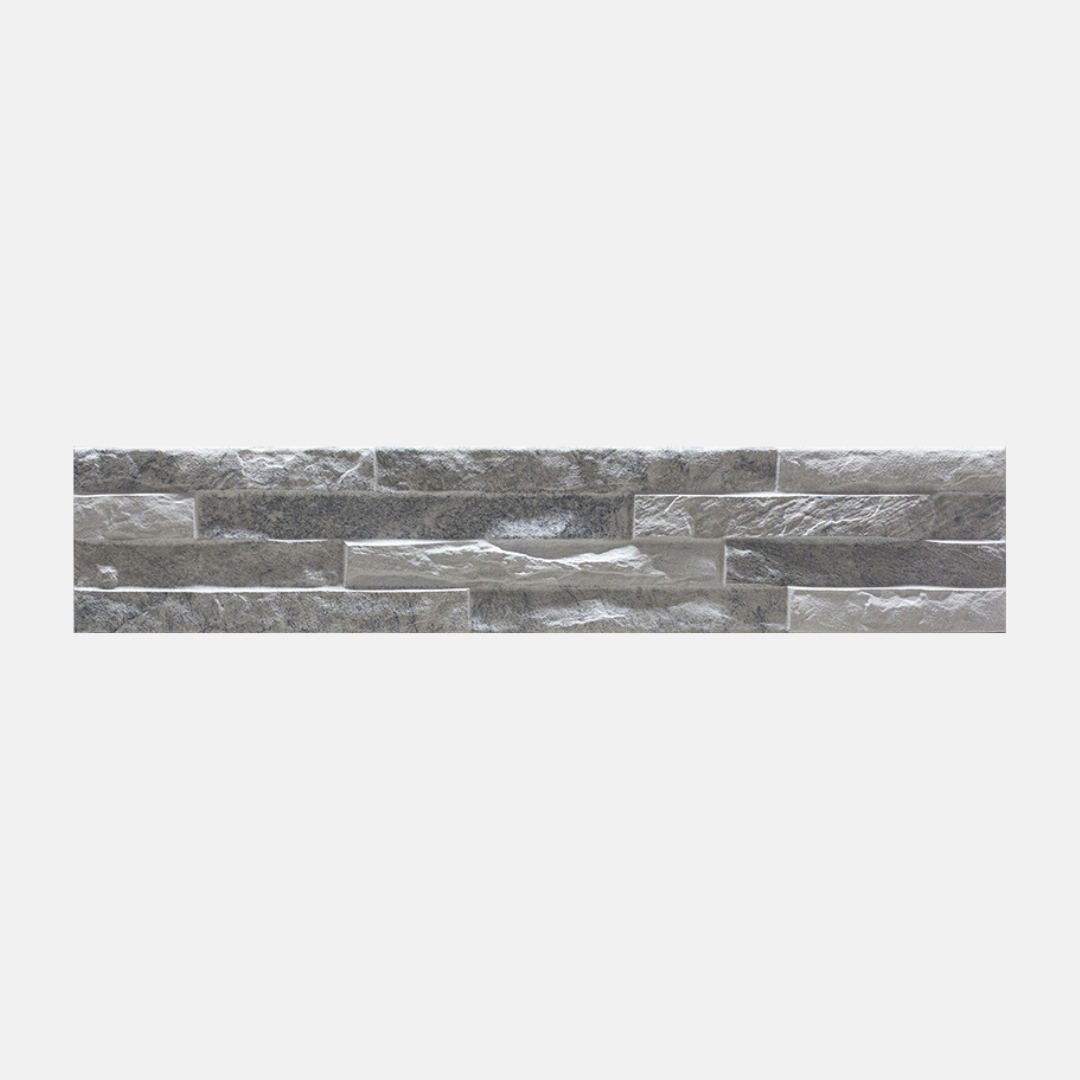 Morella Stacked Stone Look Matte Silver Wall Tile 100X500