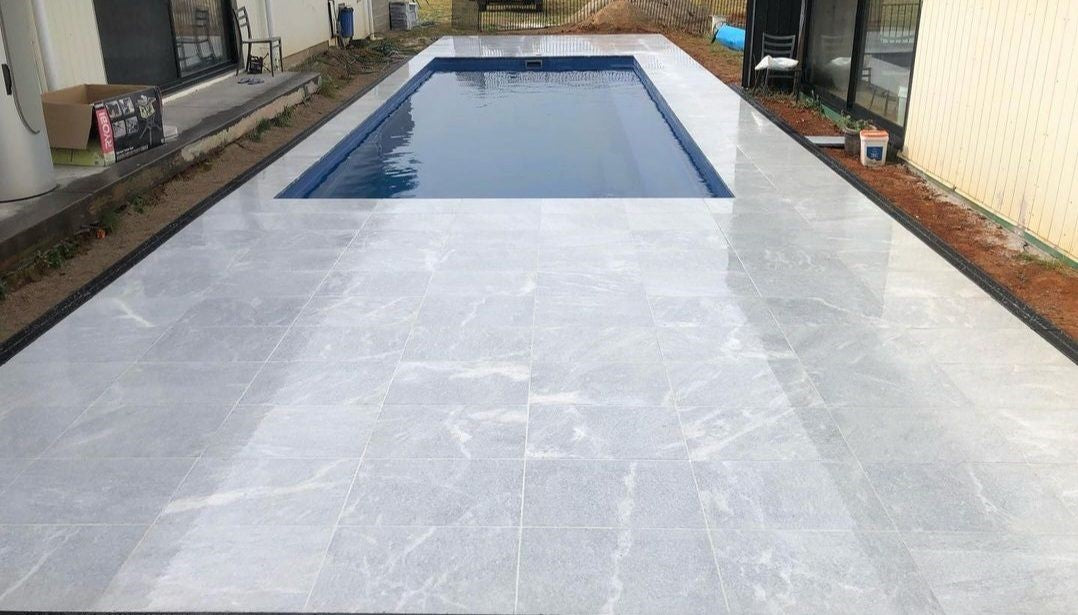 Harbour Grey Sandblasted & Tumbled Marble Paver 610X406X30