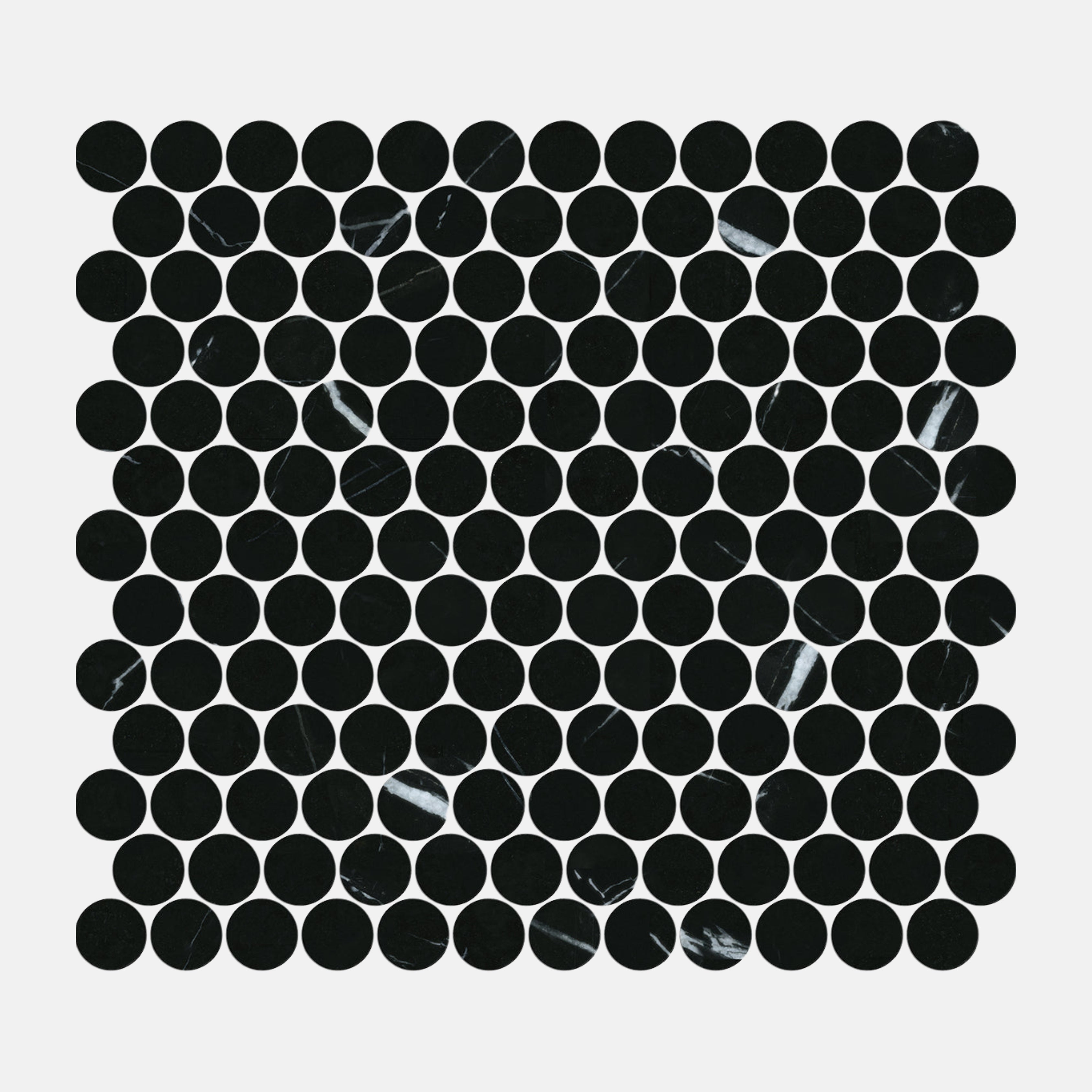 Lucca Black Penny Round Mosaic Tile 23x23