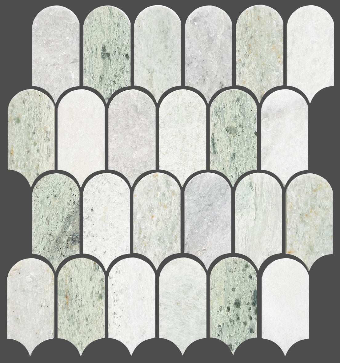 Lucca Green Herringbone Mosaic Tile 35x150