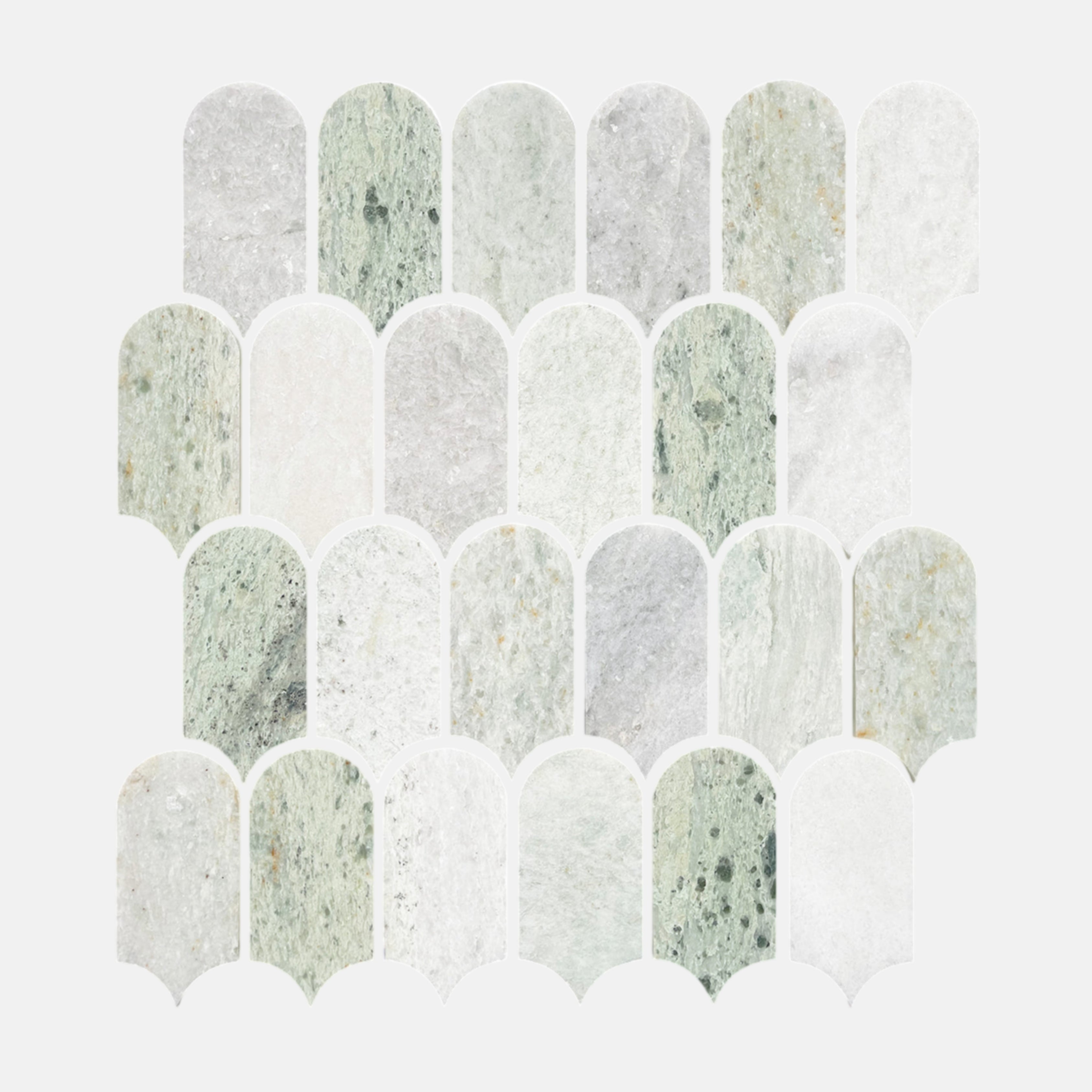 Lucca Light Green Feather Mosaic Tile 50x103