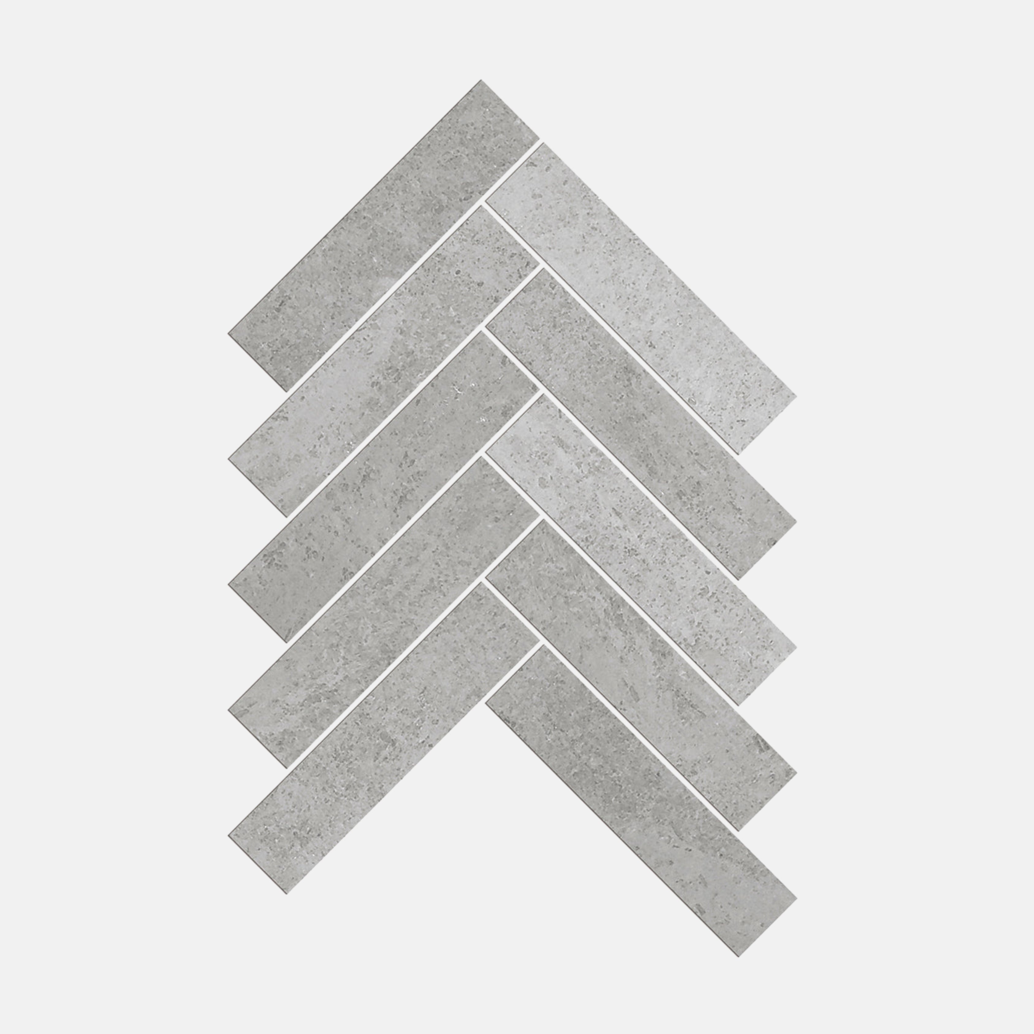 Lucca Light Grey Herringbone Mosaic Tile 35x150