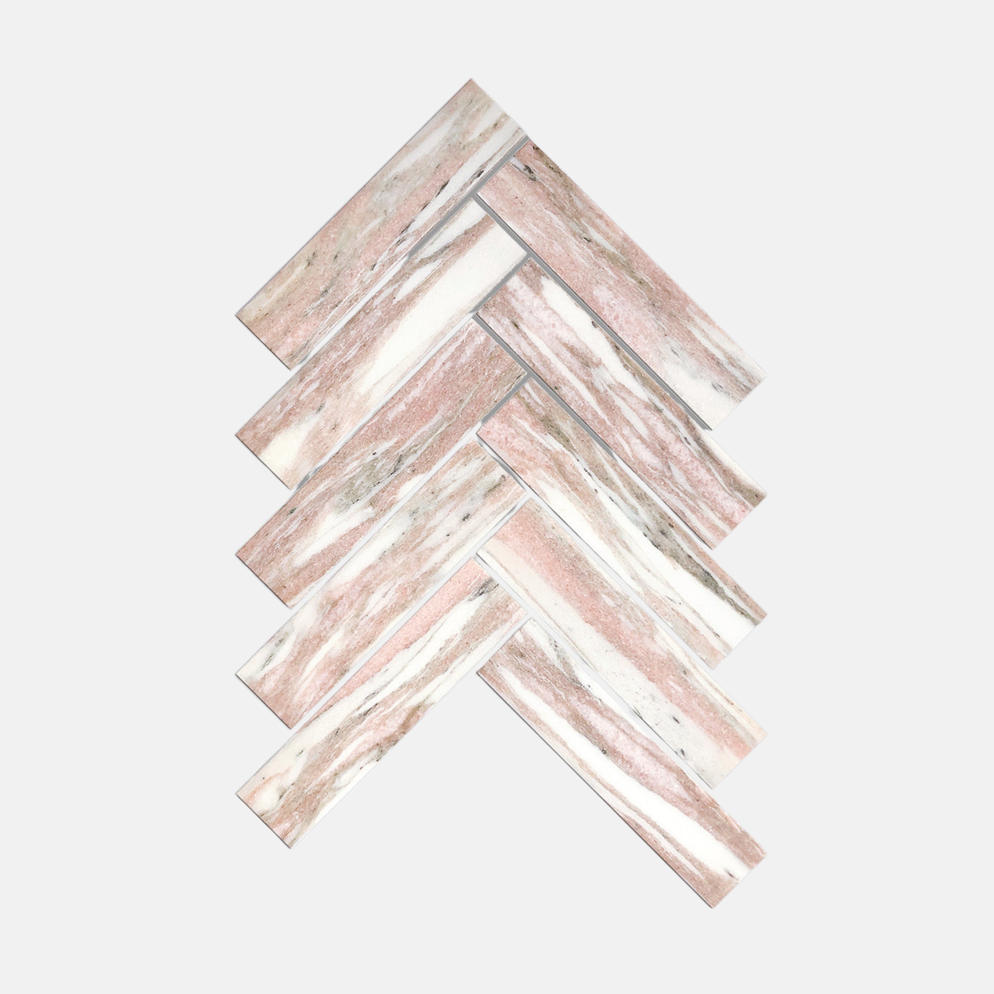 Lucca Pink Herringbone Mosaic Tile 35x150