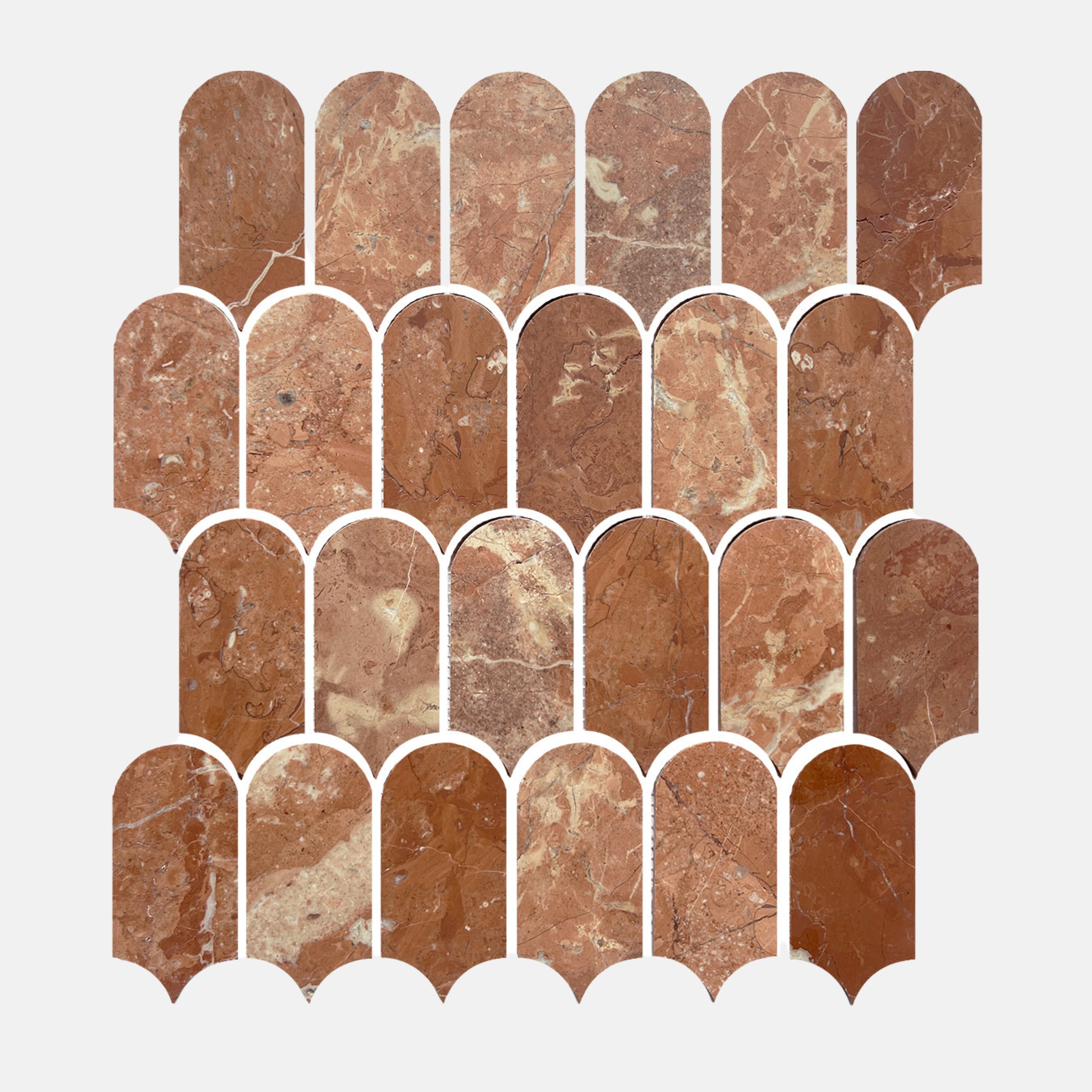 Lucca Rust Feather Mosaic Tile 50x103