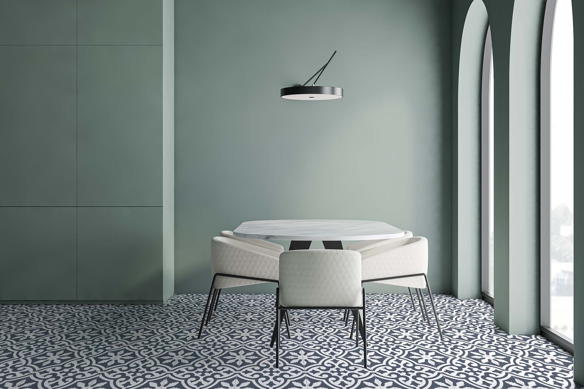 Modica Matte Blue Pattern Tile 300x300