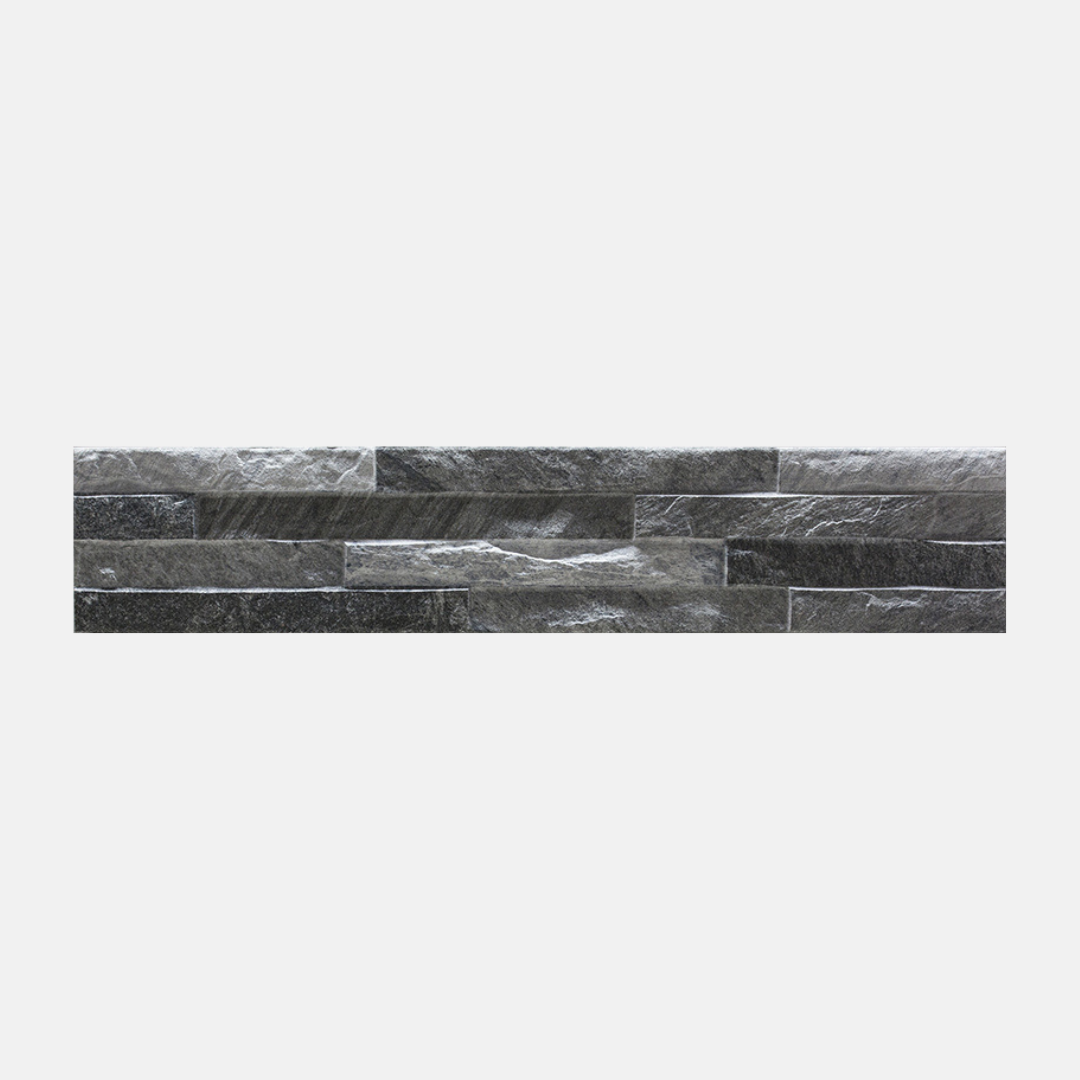 Morella Stacked Stone Look Matte Grey Wall Tile 100x500