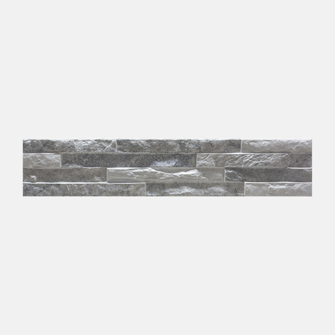 Morella Stacked Stone Look Matte Silver Wall Tile 100x500