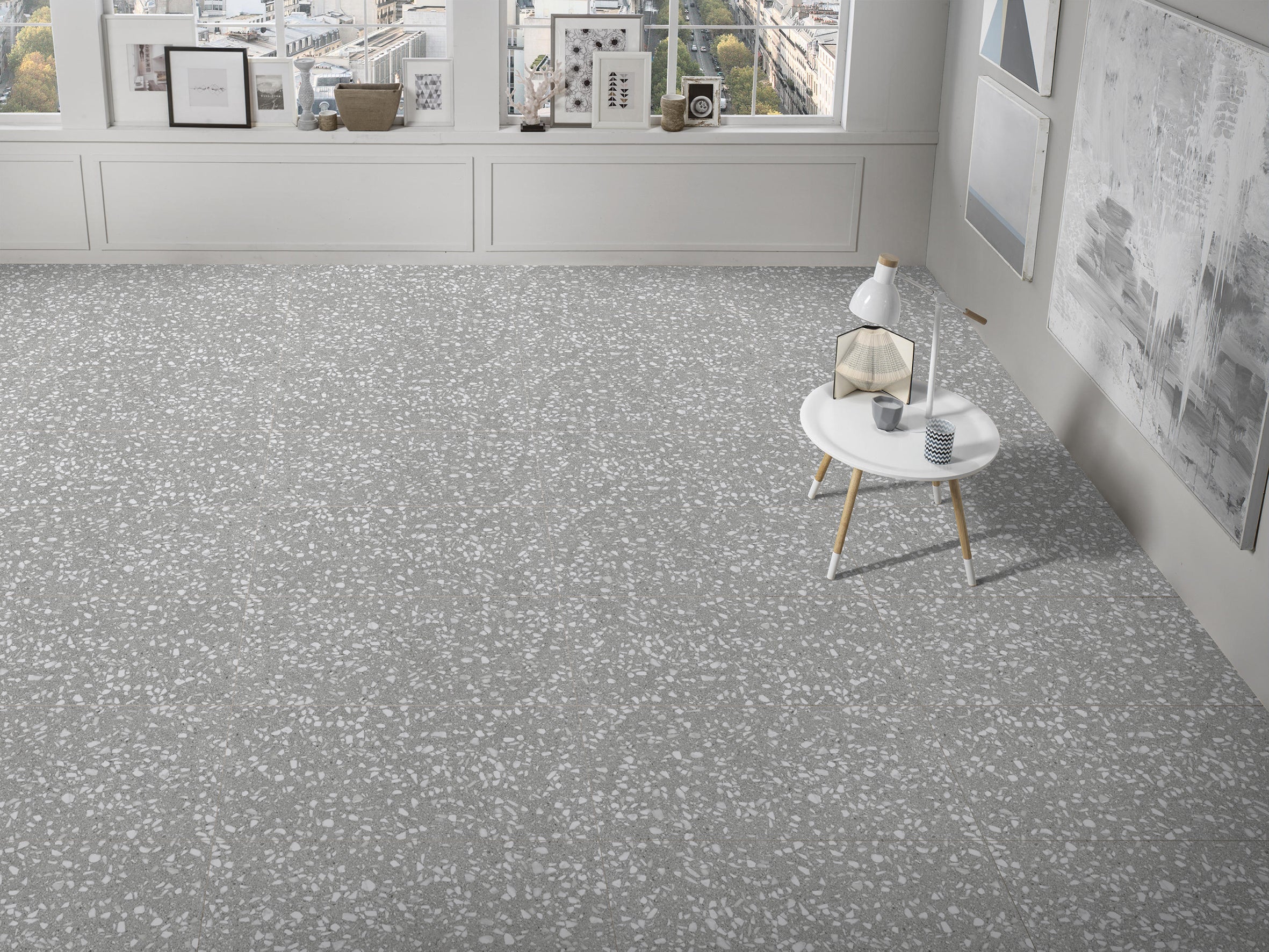 Porto Matte Grey Terrazzo Look Tile 150x150