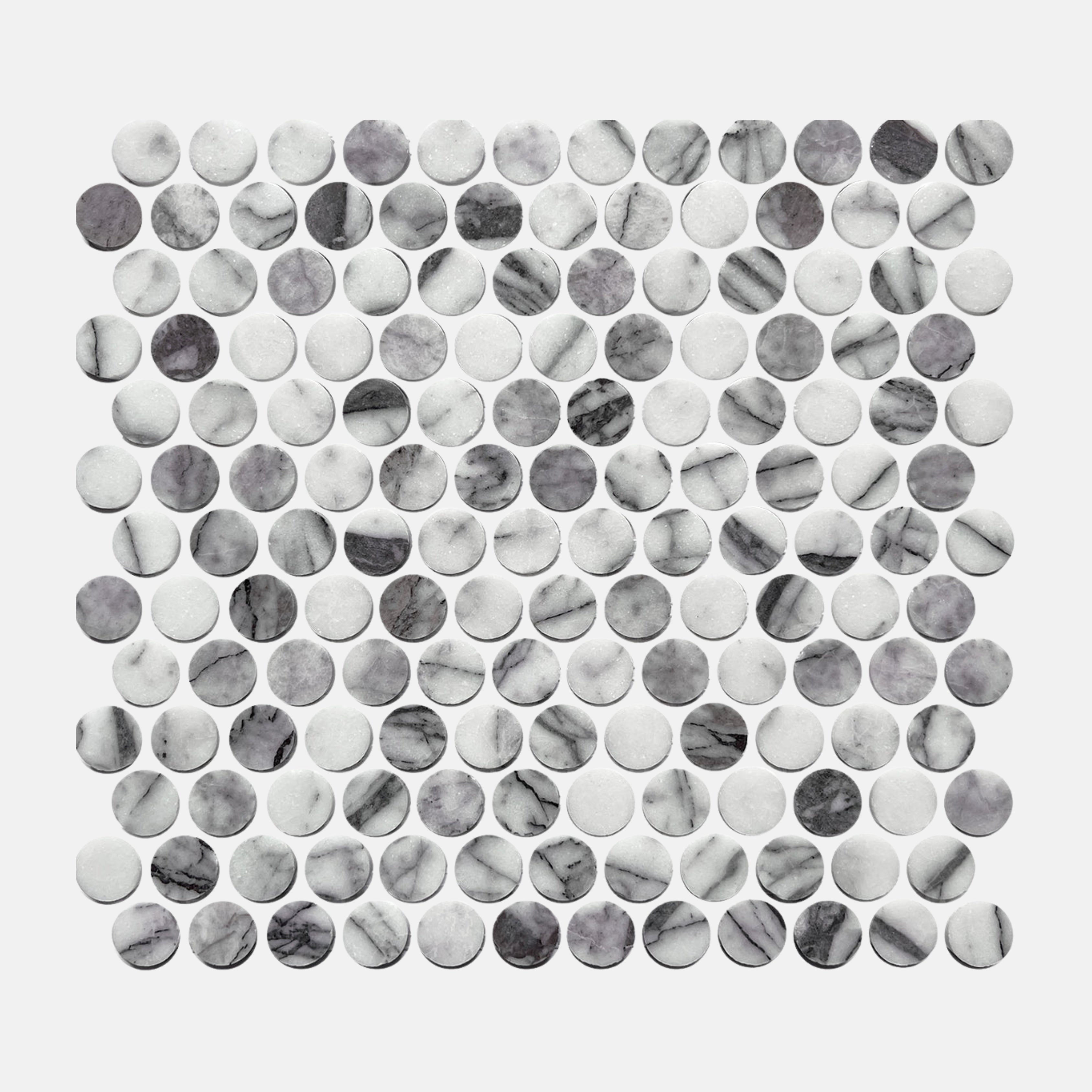 Lucca White Penny Round Mosaic Tile 23x23