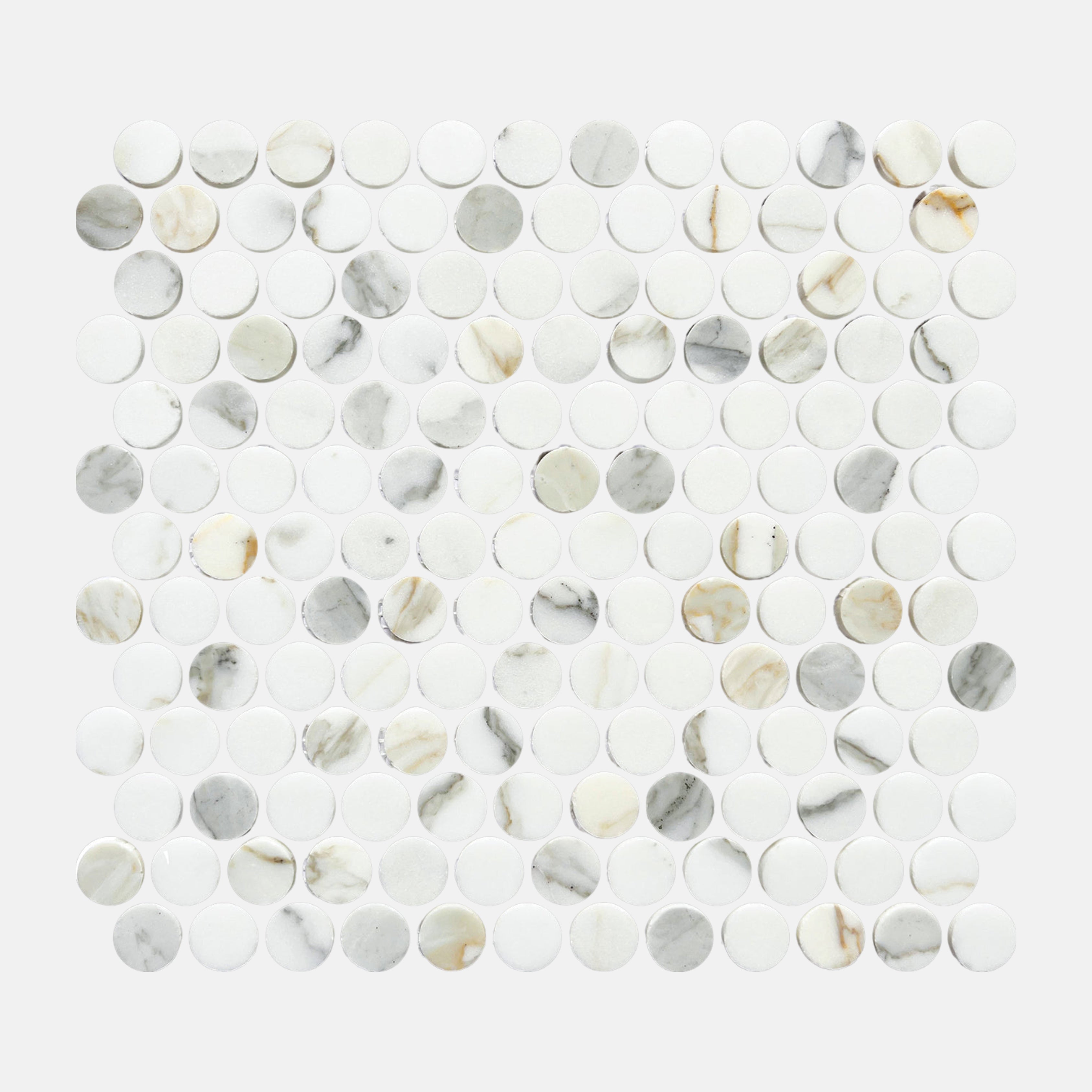 Lucca Light Grey Penny Round Mosaic Tile 23x23