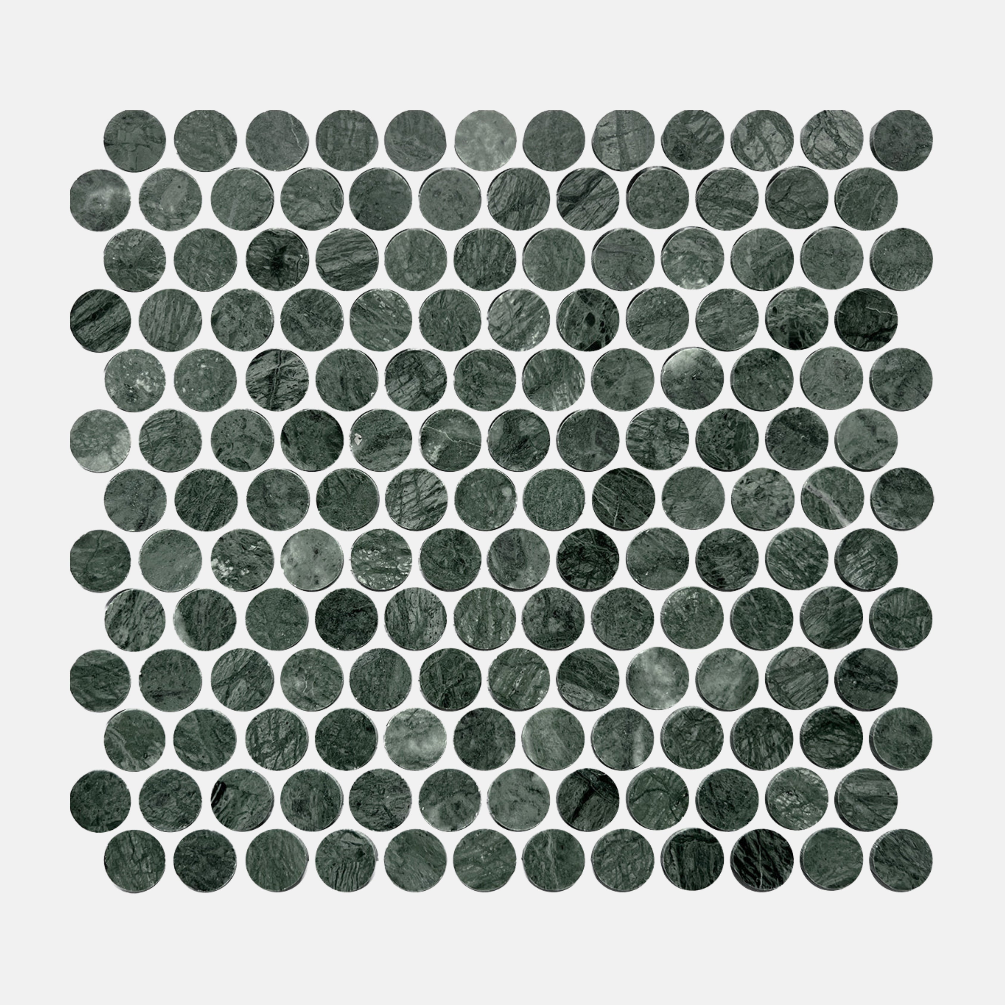 Lucca Grey Penny Round Mosaic Tile 23x23