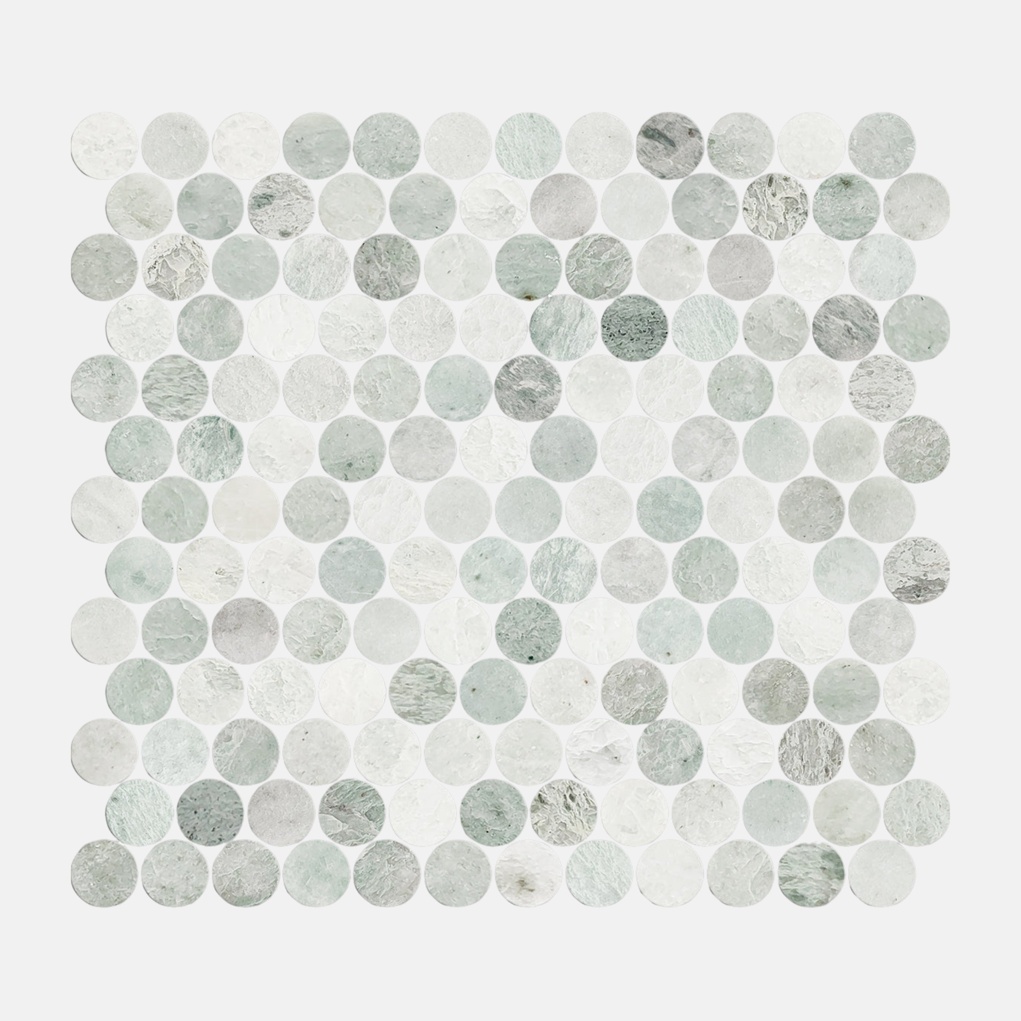 Lucca Light Green Penny Round Mosaic Tile 23x23