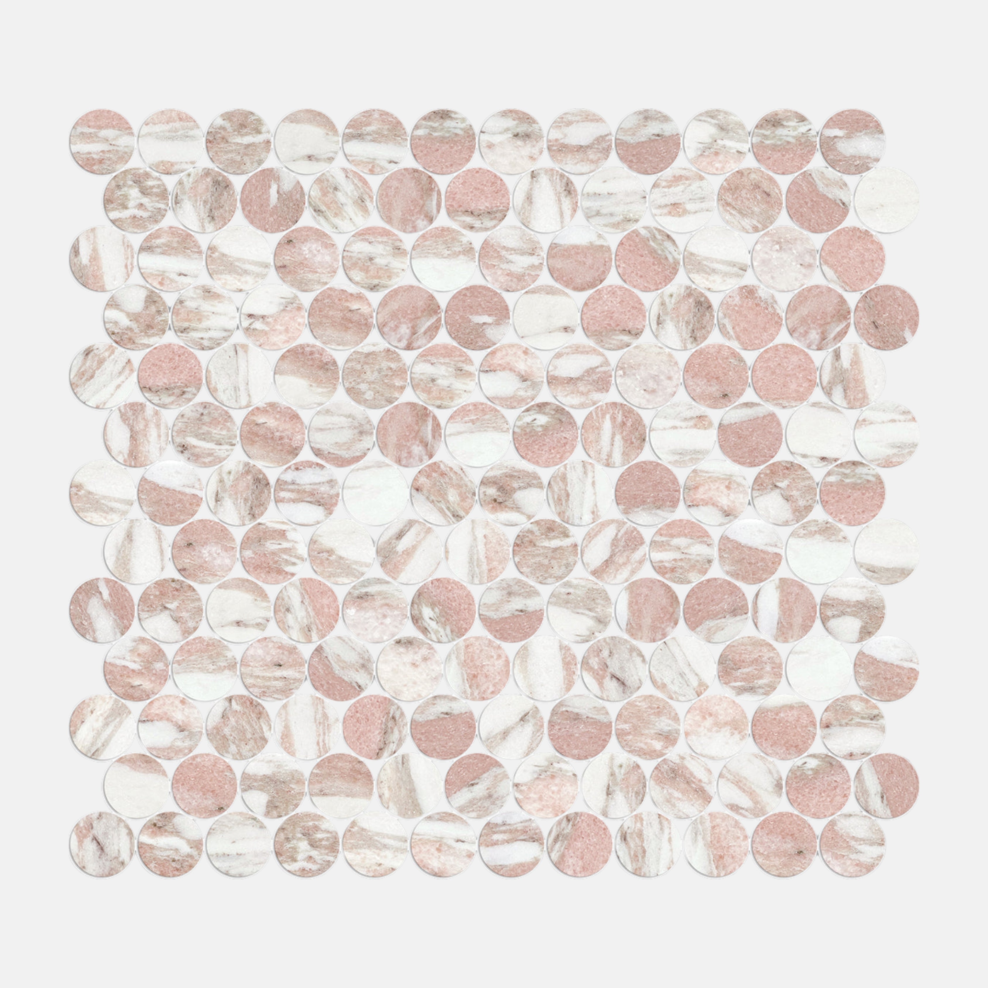 Lucca Rosa Penny Round Mosaic Tile 23x23