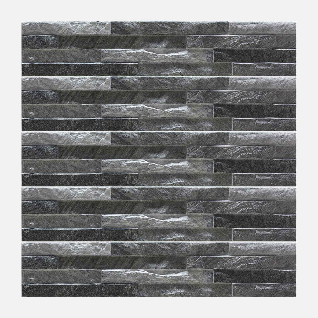 Morella Stacked Stone Look Matte Charcoal Wall Tile 100x500