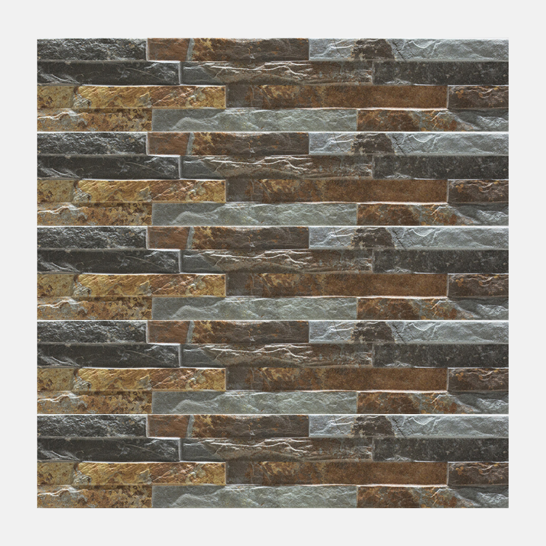 Morella Stacked Stone Look Matte Silver Wall Tile 100x500