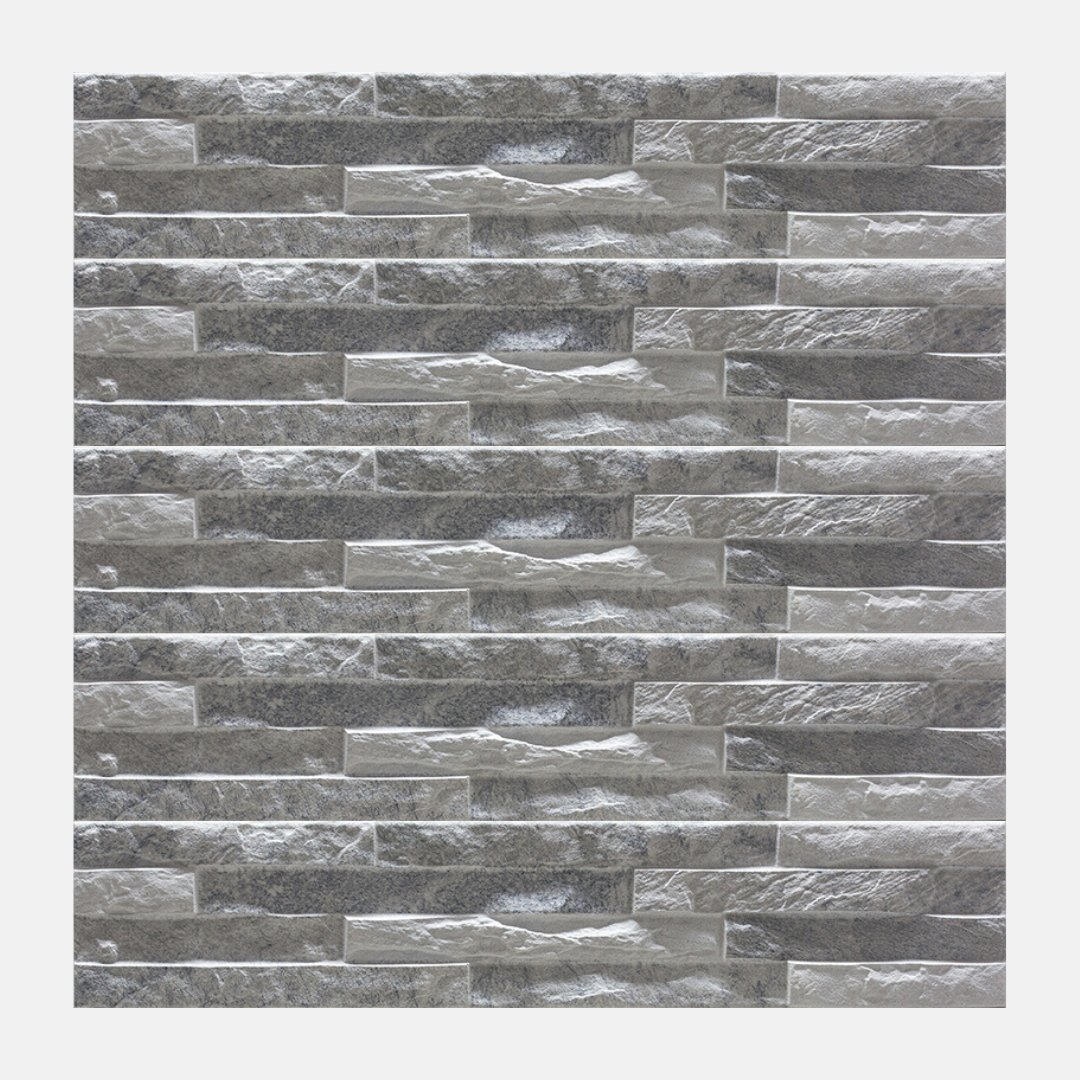 Morella Stacked Stone Look Matte Silver Wall Tile 100x500