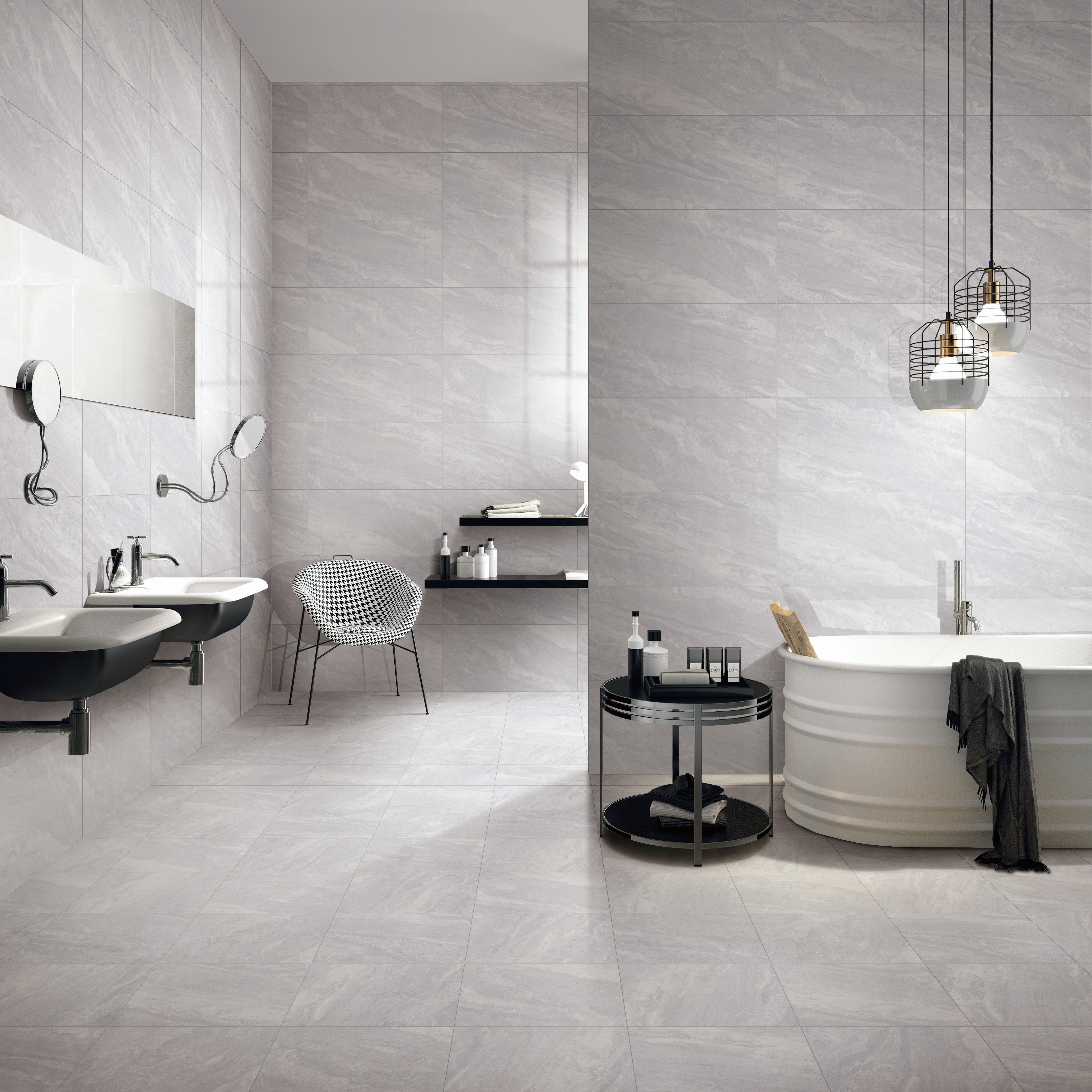 Narva Satin White Marble-Look Tile 300x600