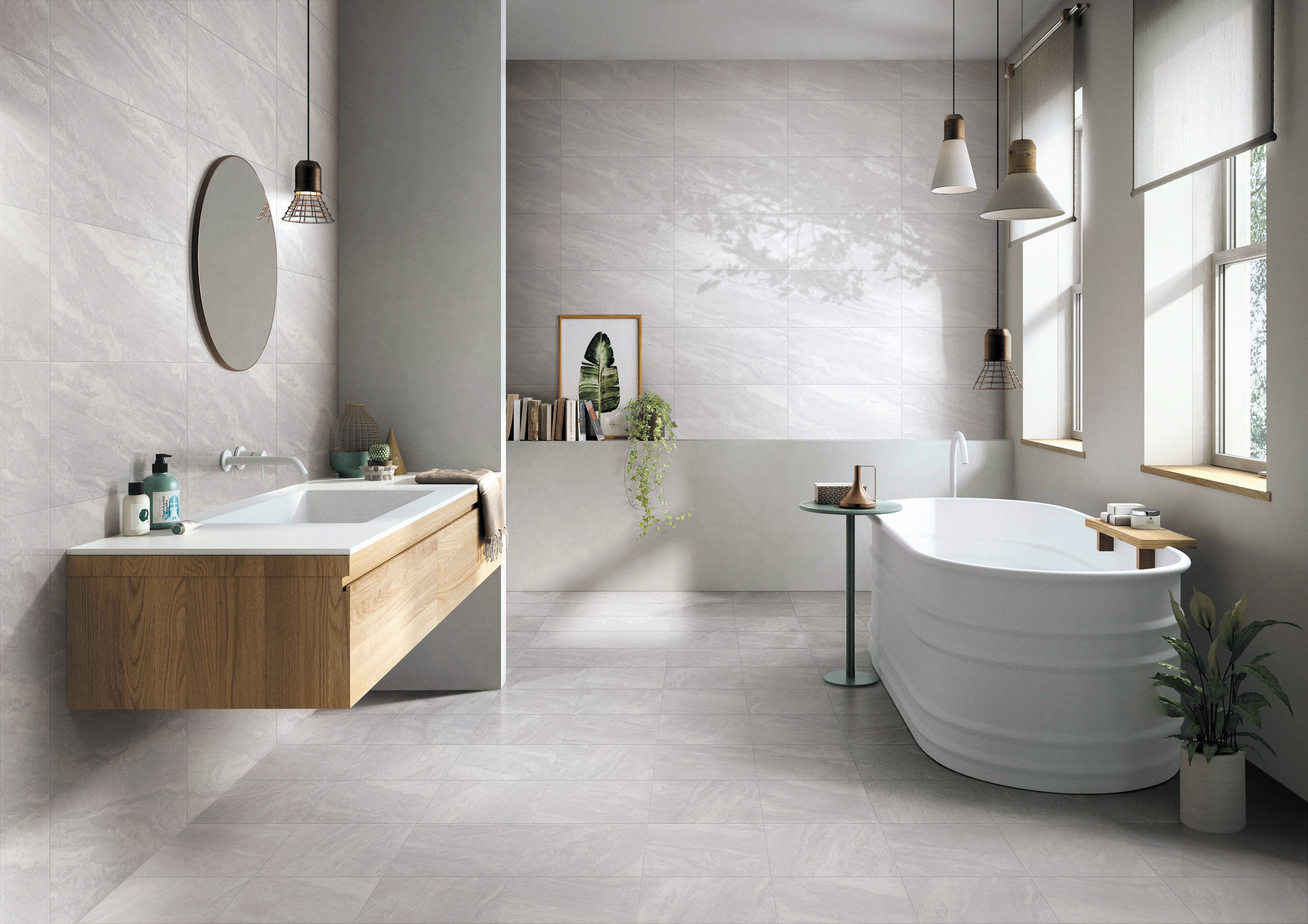 Narva Matte Grey Marble-Look Tile 300x300