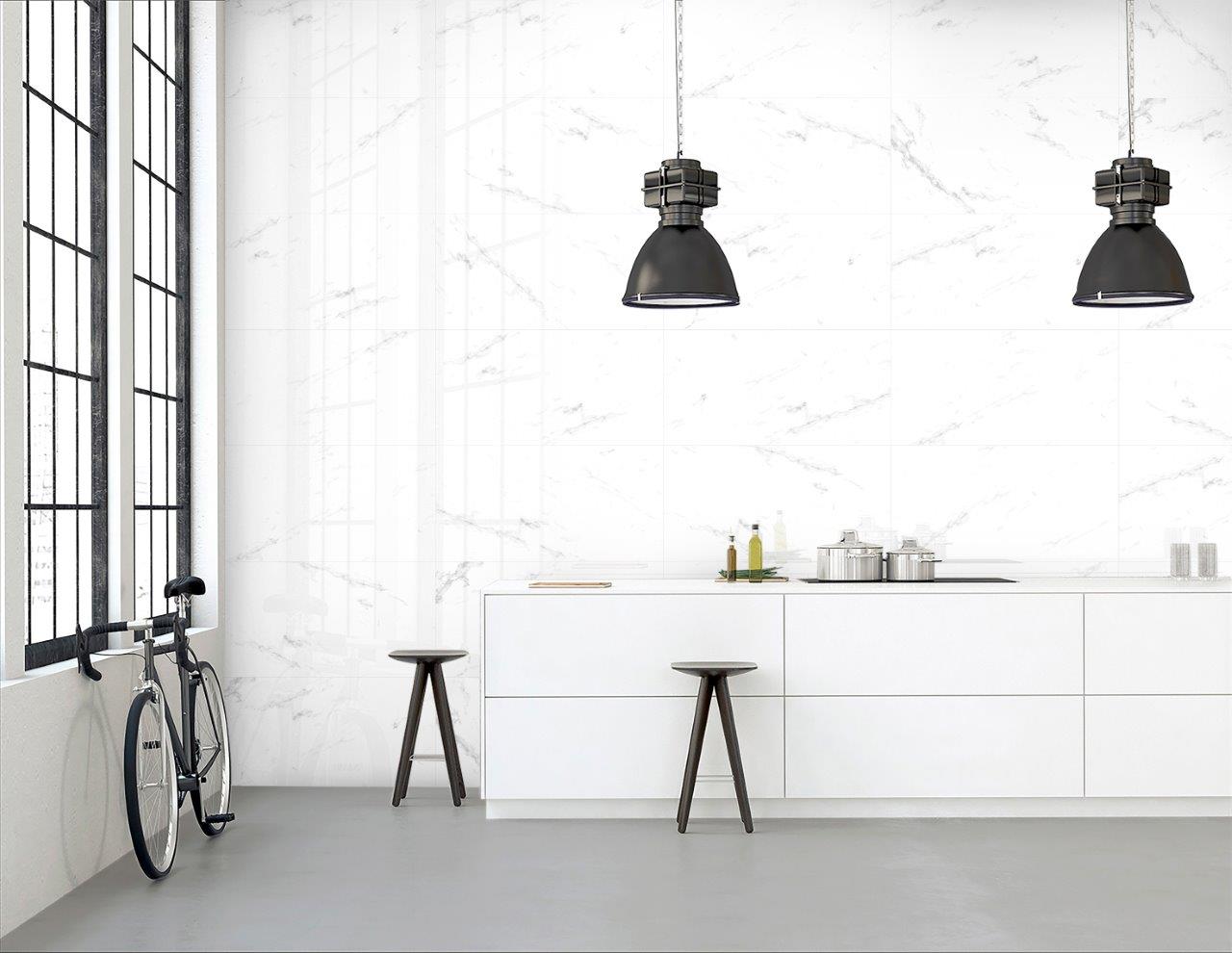 Narva Gloss Grey Marble-Look Tile 300x600