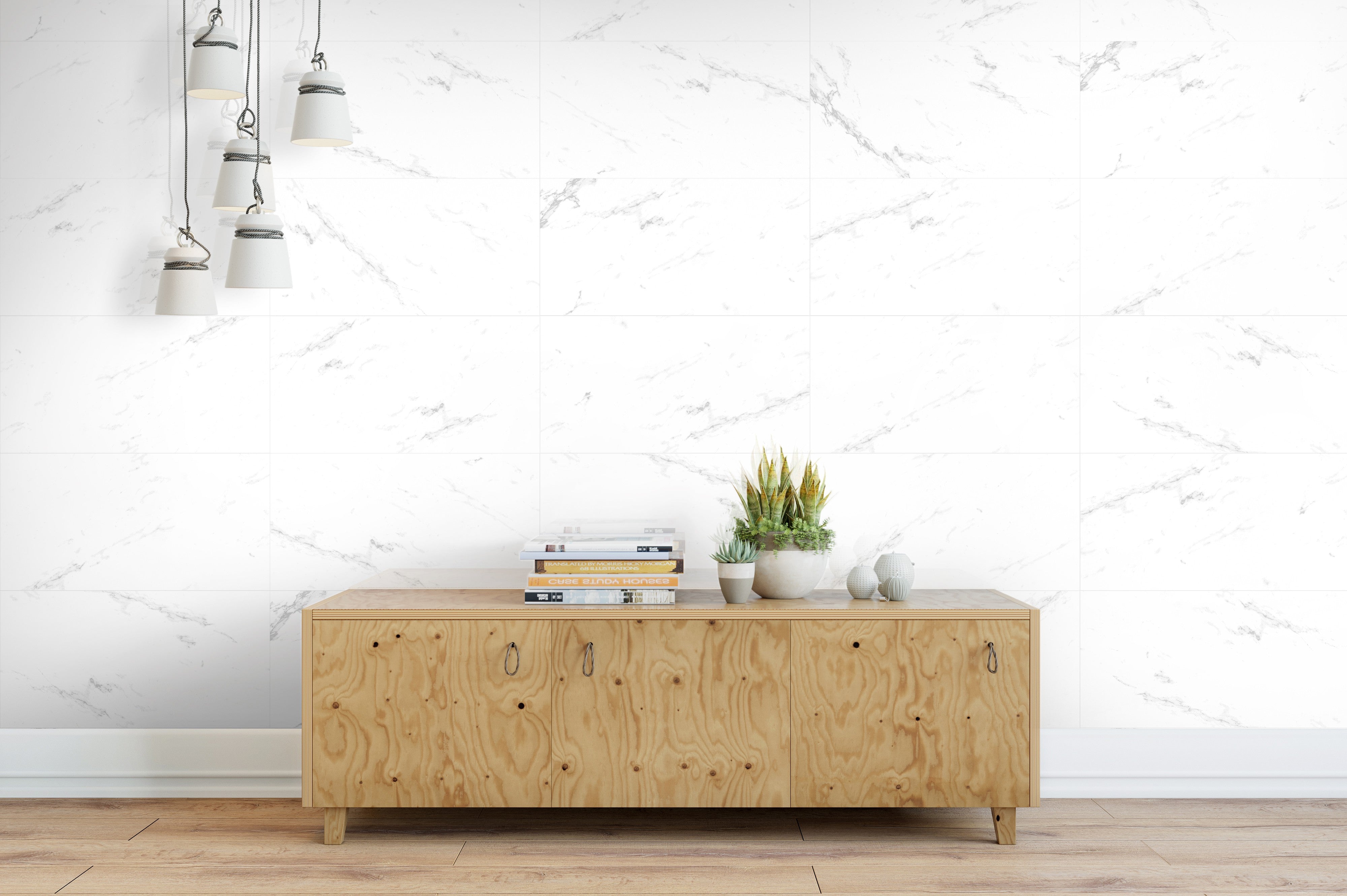 Narva Satin White Marble-Look Tile 300x600