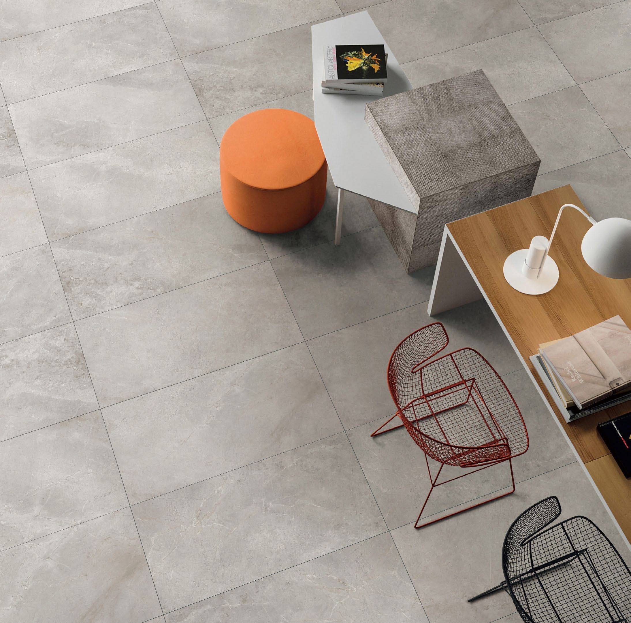 Tellaro Matte White Stone Look Tile 600x600